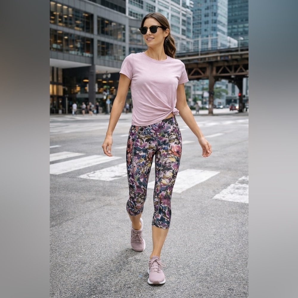 RBX watercolor Floral Cropped Athletic Leggings | Sporty Chic ✨